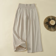 Foviel Spring Summer Casual Minimalist Solid Long Pants Women's Wide Leg Pants With Pocket