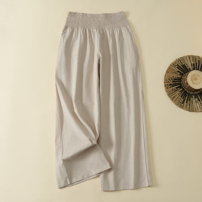 Buddha Stones Spring Summer Casual Minimalist Solid Long Pants Women's Wide Leg Pants With Pocket - image 1