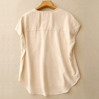 Buddha Stones Summer Casual Minimalist Button-Up Patch Pocket Solid Women's Sleeveless Shirts Tank Top With Pocket - image 1