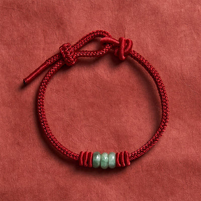 Buddha Stones Handmade Red String Jade Protection Braided Sliding Knot Bracelet - image 3