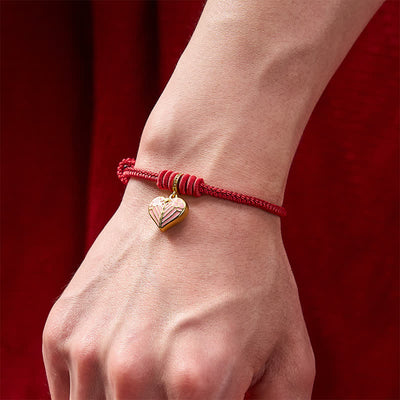 Buddha Stones Handmade Braided Red String Love Heart Charm Protection Luck Bracelet - image 6