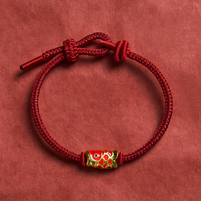 Buddha Stones Hand-Woven Red String Koi Fish Strength Adjustable Braided Cord Bracelet - image 3