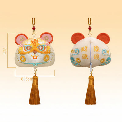 Buddha Stones Chinese Zodiac Embroidered Dragon Tiger Tassel Luck Cute Animal Decor - Rat - image 13