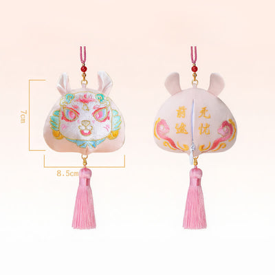 Buddha Stones Chinese Zodiac Embroidered Dragon Tiger Tassel Luck Cute Animal Decor - Rabbit - image 16