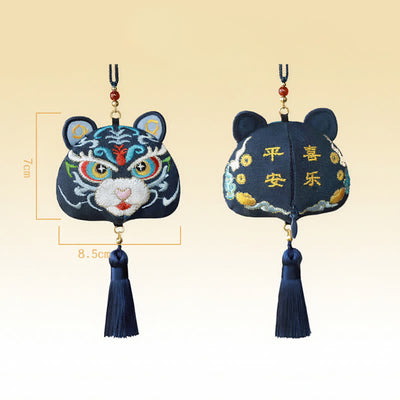 Buddha Stones Chinese Zodiac Embroidered Dragon Tiger Tassel Luck Cute Animal Decor - Tiger - image 9