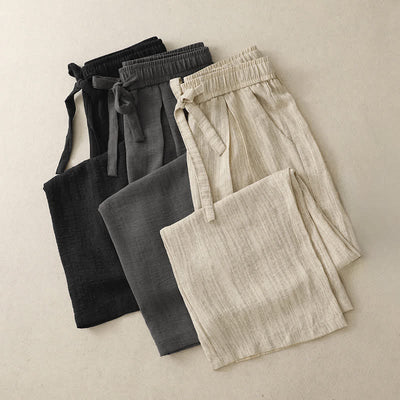 Buddha Stones Summer Casual Minimalist Drawstring Solid Ankle Pants Women's Straight Leg Pants With Pockets - image 19