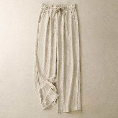Buddha Stones Summer Casual Minimalist Drawstring Solid Ankle Pants Women's Straight Leg Pants With Pockets - AntiqueWhite - US8-10, UK/AU12-14, EU40-42 (2XL) - image 0