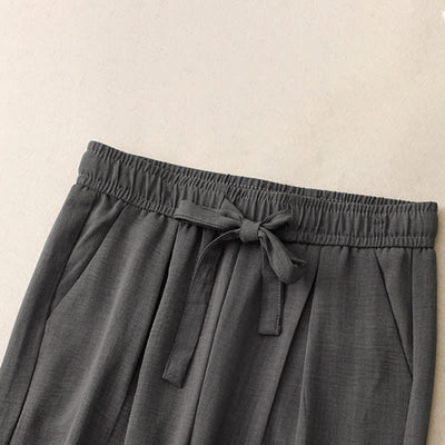 Buddha Stones Summer Casual Minimalist Drawstring Solid Ankle Pants Women's Straight Leg Pants With Pockets - image 14