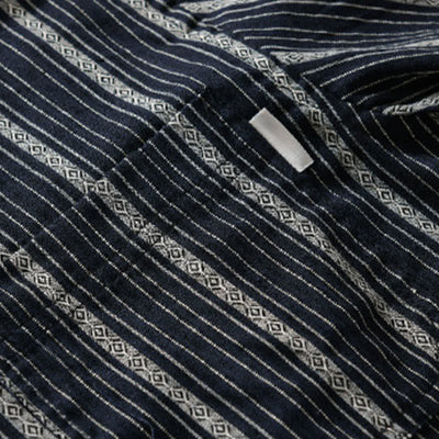 Buddha Stones Summer Casual Button Up Striped Cotton Men's Short Sleeve Shirts With Patch Pocket - image 10