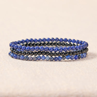 Buddha Stones 3pcs "Put Your Mind to Rest" Lapis Lazuli Balance Bracelet Includes Gift Message Card - image 2