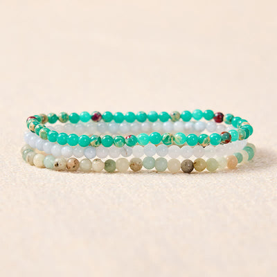Buddha Stones 3pcs "Ease Emotional Waves" Amazonite Relax Bracelet Includes Gift Message Card - image 1