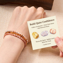 Buddha Stones 3pcs "Build Quiet Confidence" Yellow Aventurine Optimism Bracelet Includes Gift Message Card - 4mm - image 0