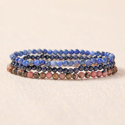 Buddha Stones 3pcs "Find Inner Clarity" Rhodonite Compassion Bracelet Includes Gift Message Card - image 1