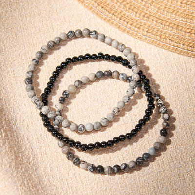 Buddha Stones 3pcs "Filter the Heavy" Black Veined Strength Bracelet Includes Gift Message Card - image 2