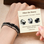 Foviel 3pcs "Filter the Heavy" Black Veined Strength Bracelet Includes Gift Message Card
