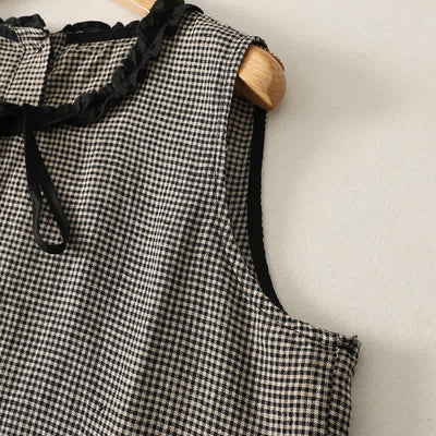 Buddha Stones Summer Casual Vintage Plaid Back Button-Up Tank Top Women's Sleeveless Shirts - image 4