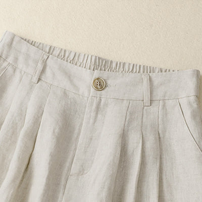 Buddha Stones Summer Casual Minimalist Button-Up Solid Capri Pants Women's Harem Pants With Pocket - image 2