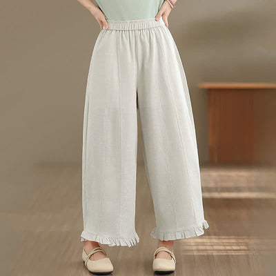 Buddha Stones Summer Casual Minimalist Solid Cropped Pants Women's Wide Leg Pants With Pocket - 	LightCyan - US8-10，UK/AU12-14，EU40-42 (2XL) - image 27