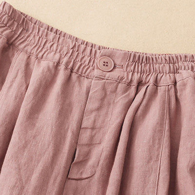 Buddha Stones Summer Casual Minimalist Button-Up Solid Ankle Pants Women's Wide Leg Pants With Pocket - image 3