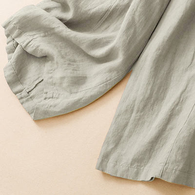 Buddha Stones Summer Casual Minimalist Button-Up Solid Ankle Pants Women's Wide Leg Pants With Pocket - image 16