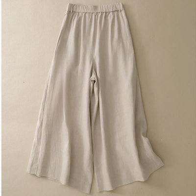 Buddha Stones Summer Casual Elegant Button-Up Solid  Ankle Pants Women's Wide Leg Pants With Pocket - image 1