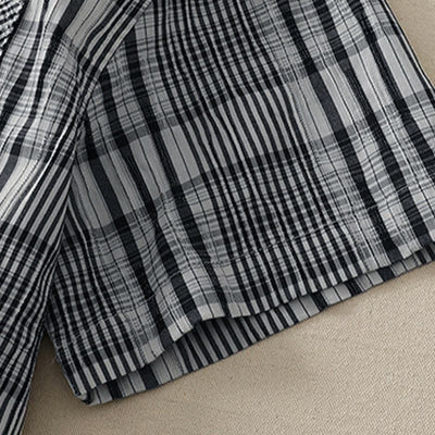 Buddha Stones Summer Casual Vintage Button-Up Plaid Women's Short Sleeve Dresses - image 9