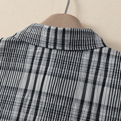 Buddha Stones Summer Casual Vintage Button-Up Plaid Women's Short Sleeve Dresses - image 3