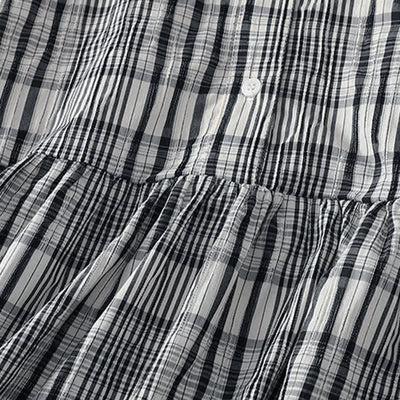 Buddha Stones Summer Casual Vintage Button-Up Plaid Women's Short Sleeve Dresses - image 7