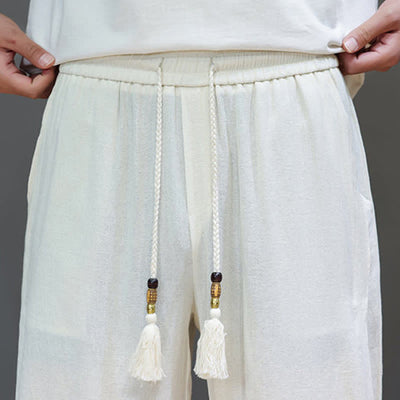 Buddha Stones Summer Casual Minimalist Drawstring Solid Ankle Pants Men's Straight Leg Pants With Pocket - image 16