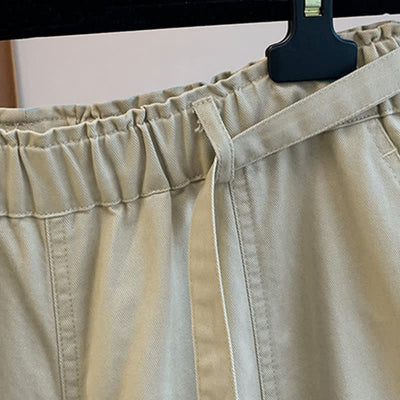 Buddha Stones Spring Casual Minimalist Drawstring Solid Long Pants Women's Harem Pants With Pockets - image 8
