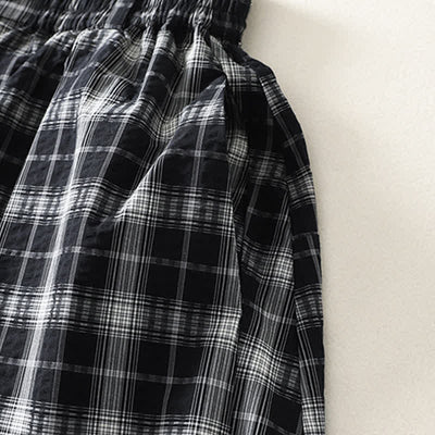 Buddha Stones Summer Casual Plaid Long Pants Women's Tapered Pants With Pockets - image 12