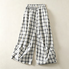 Buddha Stones Summer Casual Plaid Long Pants Women's Tapered Pants With Pockets - WhiteSmoke - US8-10, UK/AU12-14, EU40-42 (2XL) - image 0