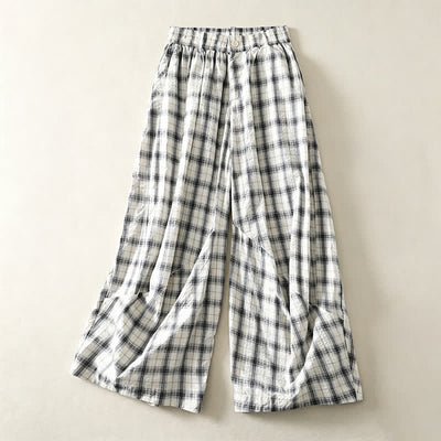 Buddha Stones Summer Casual Plaid Long Pants Women's Tapered Pants With Pockets - WhiteSmoke - US8-10, UK/AU12-14, EU40-42 (2XL) - image 0