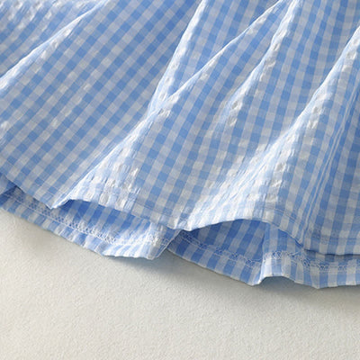 Buddha Stones Summer Casual Boho Blue Plaid Women's Skirts - image 3
