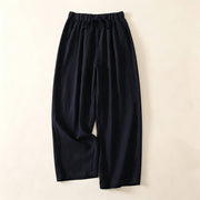 Foviel Sommer Casual Zugzug Solide Cropped Hose Damen weites Bein Hose mit Tasche