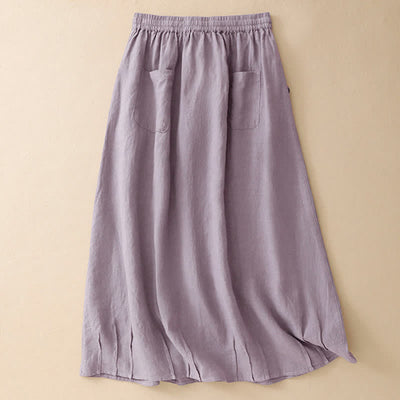 Buddha Stones Summer Casual Minimalist Drawstring Elastic Waist Solid Women's Skirts With Pockets - image 1