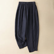 Foviel Summer Casual Minimalist Solid Cropped Pants Vertical Seam Women's Harem Pants With Pockets