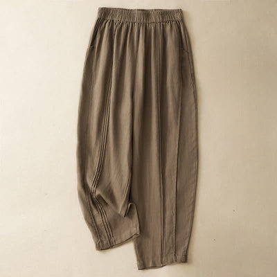 Buddha Stones Summer Casual Minimalist Solid Cropped Pants Vertical Seam Women's Harem Pants With Pockets - image 17
