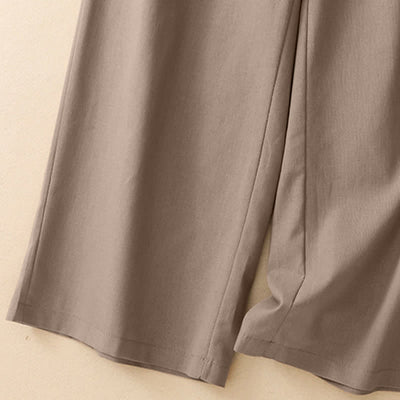 Buddha Stones Summer Minimalist Elegant Solid Cropped Pants Women's Straight Leg Pants With Pockets - image 16