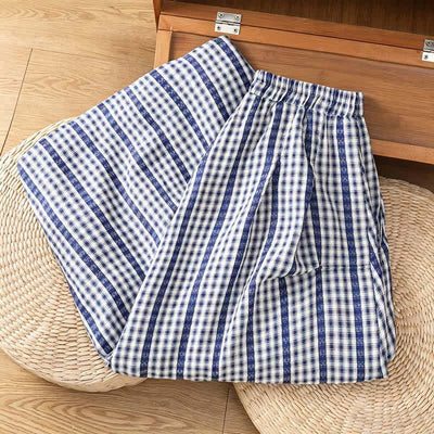 Buddha Stones Summer Casual Vintage vertical Plaid A-line Women's Skirts With Pocket - image 1