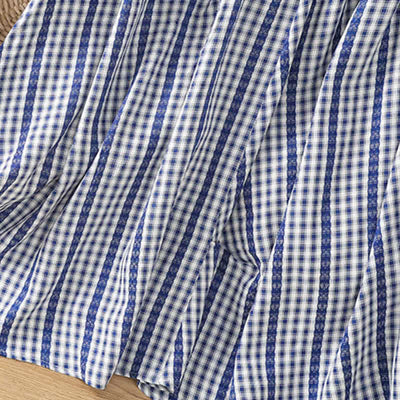 Buddha Stones Summer Casual Vintage vertical Plaid A-line Women's Skirts With Pocket - image 6