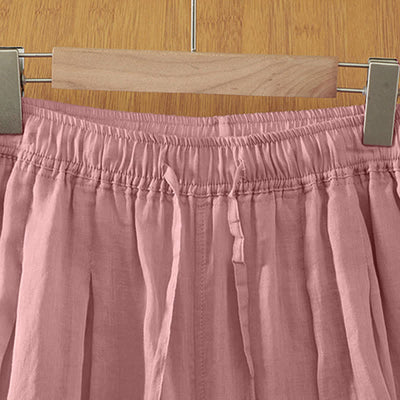 Buddha Stones Summer Casual Boho Drawstring Solid Capri Pants Women's Wide Leg Pants With Pockets - image 21