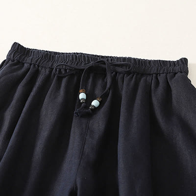 Buddha Stones Summer Casual Minimalist Drawstring Solid Cropped Pants Women's Wide Leg Pants With Pockets - image 5
