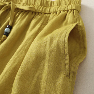 Buddha Stones Summer Casual Minimalist Drawstring Solid Cropped Pants Women's Wide Leg Pants With Pockets - image 10