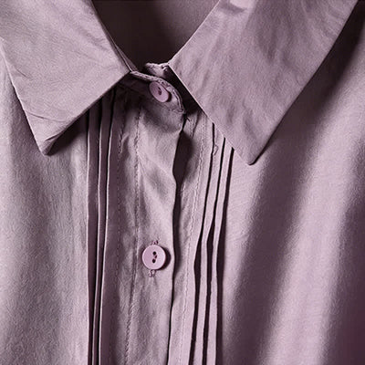 Buddha Stones Summer Elegant Vintage Button-up Solid Front Pleated Ruffle Women's Short Sleeve Shirts - image 3