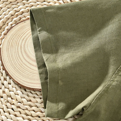 Buddha Stones Summer Casual Minimalist Button-Up Solid Linen Men's Short Sleeve Shirts - image 17