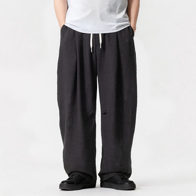 Buddha Stones Spring Summer Casual Minimalist Drawstring Solid Long Pants Men's Straight Leg Pants With Pocket - Black - US/UK/AU46，EU56 (5XL) - image 35