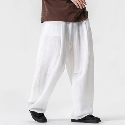 Buddha Stones Spring Summer Casual Minimalist Drawstring Solid Long Pants Men's Straight Leg Pants With Pocket - image 12