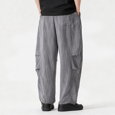 Buddha Stones Spring Summer Casual Minimalist Drawstring Solid Long Pants Men's Straight Leg Pants With Pocket - image 31