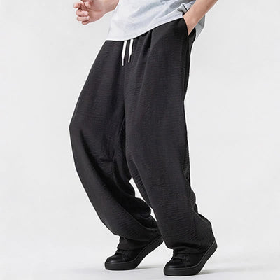 Buddha Stones Spring Summer Casual Minimalist Drawstring Solid Long Pants Men's Straight Leg Pants With Pocket - image 40